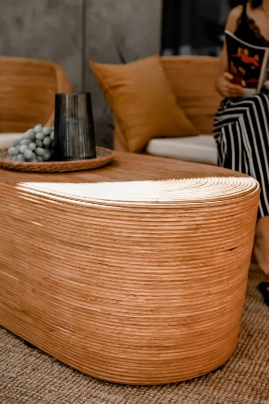 Stolik rattanowy Tango ciemny owalny