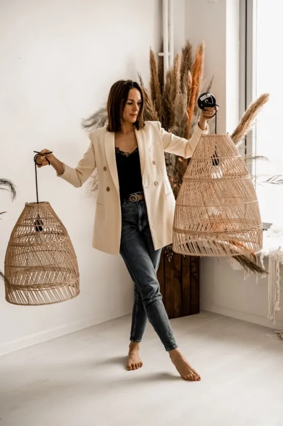 Lampa rattanowa Rory M