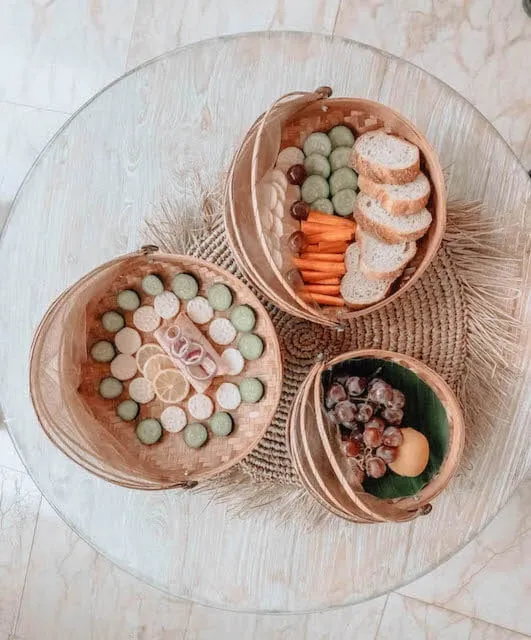 Zestaw trzech tac bambusowych Rocco brązowy