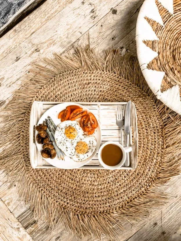 Taca bambusowa z pokrowcem S biała