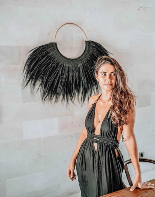 Dekoracja ścienna z trawy morskiej - czarna