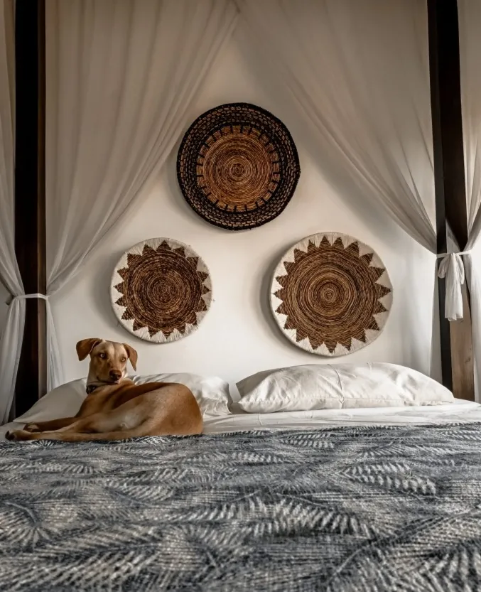 Talerz dekoracyjny z bananowca czarny S