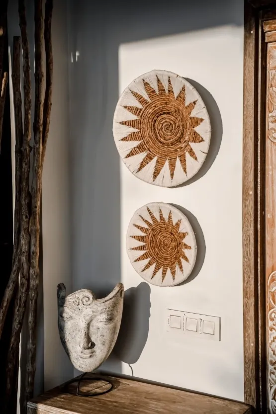 Talerz dekoracyjny z bananowca biały M