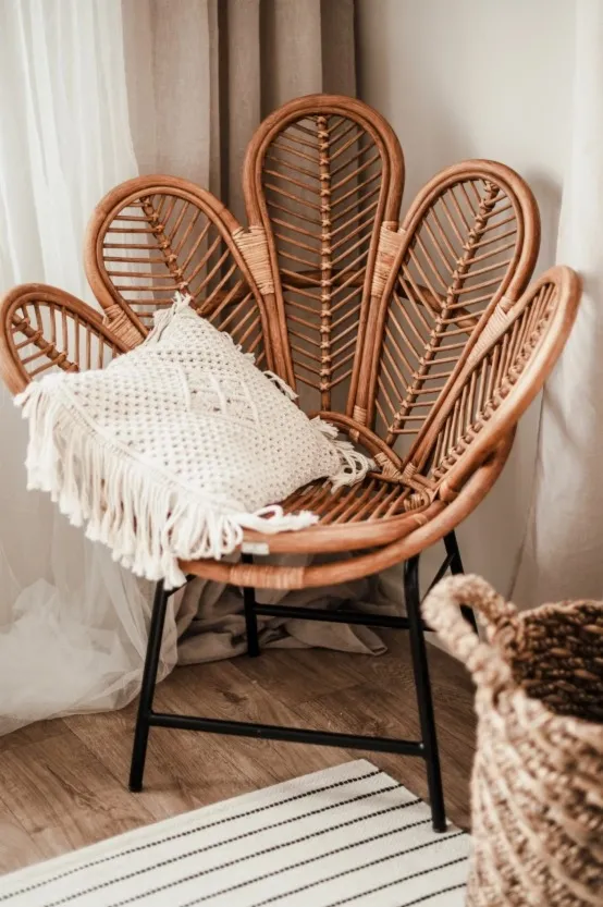 Fotel rattanowy Flower karmelowy