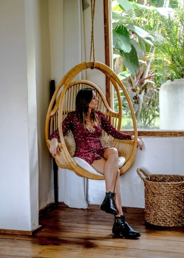 Fotel wiszący Harry naturalny ze stelażem