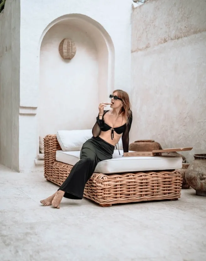 Szezlon rattanowy leżak Ingrid