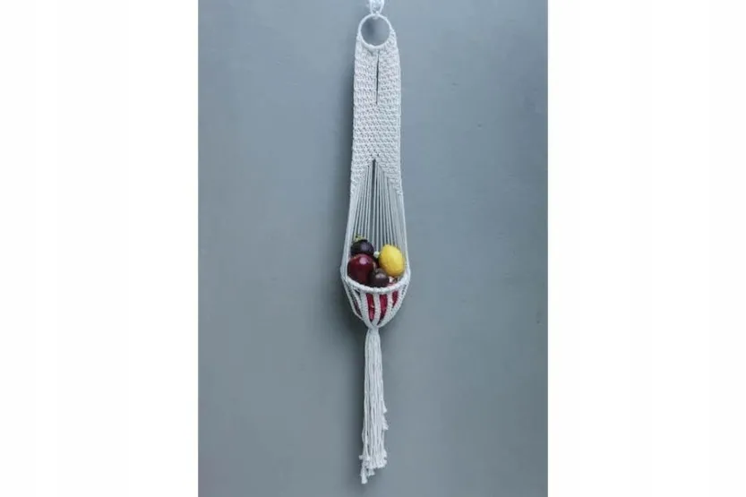 Kwietnik dekoracyjny makrama - kremowy