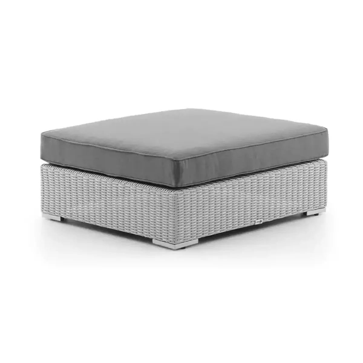 Stolik - Puf (z szybą i poduszką) MILANO Oltre royal biały technorattan