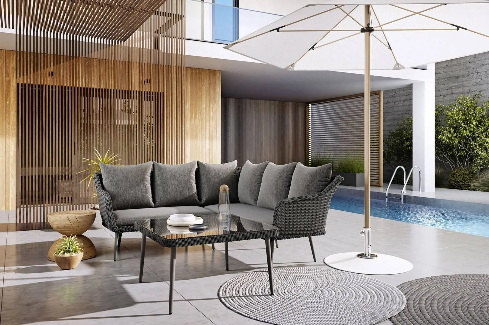 Zestaw mebli balkonowych, do ogrodu IMOLA   Oltre royal szary