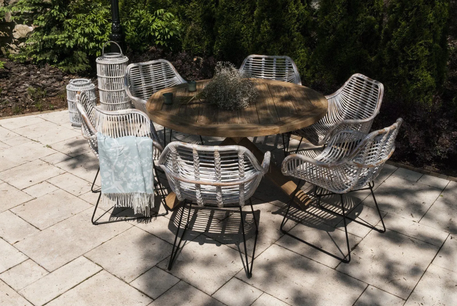 Meble tarasowe jadalniane BORDEAUX IX  Vimine białe