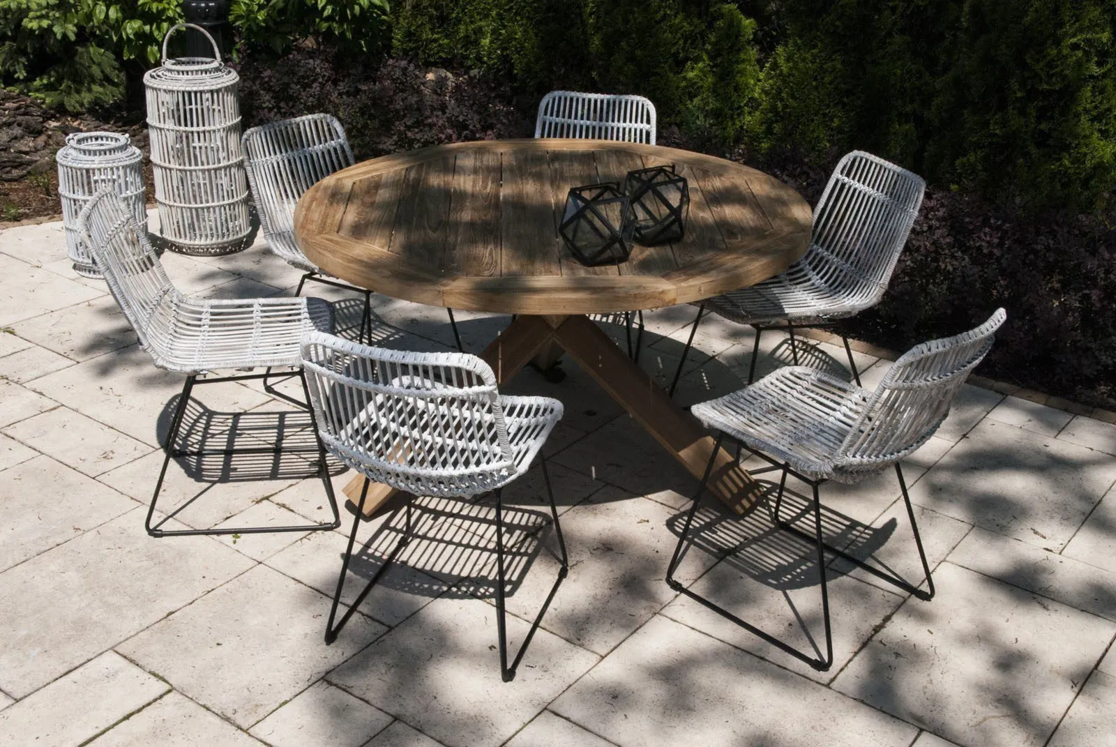 Meble tarasowe jadalniane BORDEAUX VII  Vimine białe