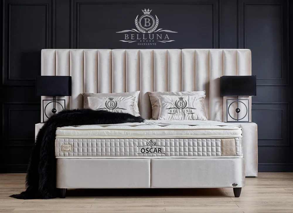 Łóżko kontynentalne Oscar Belluna z kolekcji Prestige z materacem