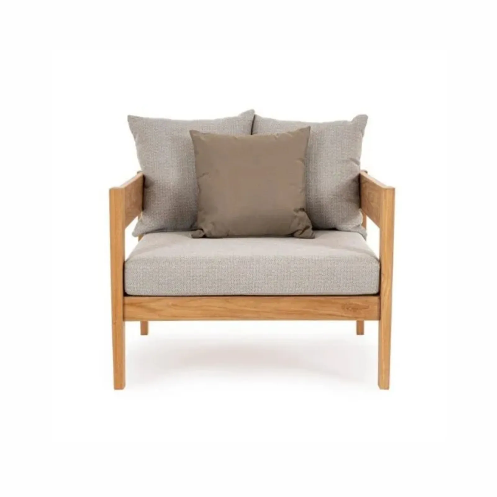 Fotel Kovella drewniany szarobeżowy