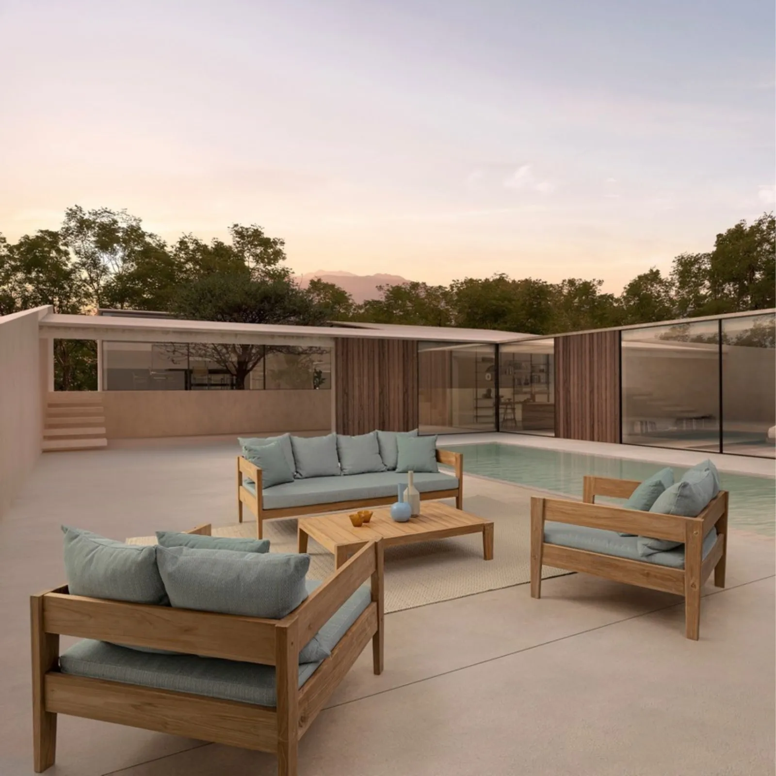 Zestaw Kovella drewniany niebieski