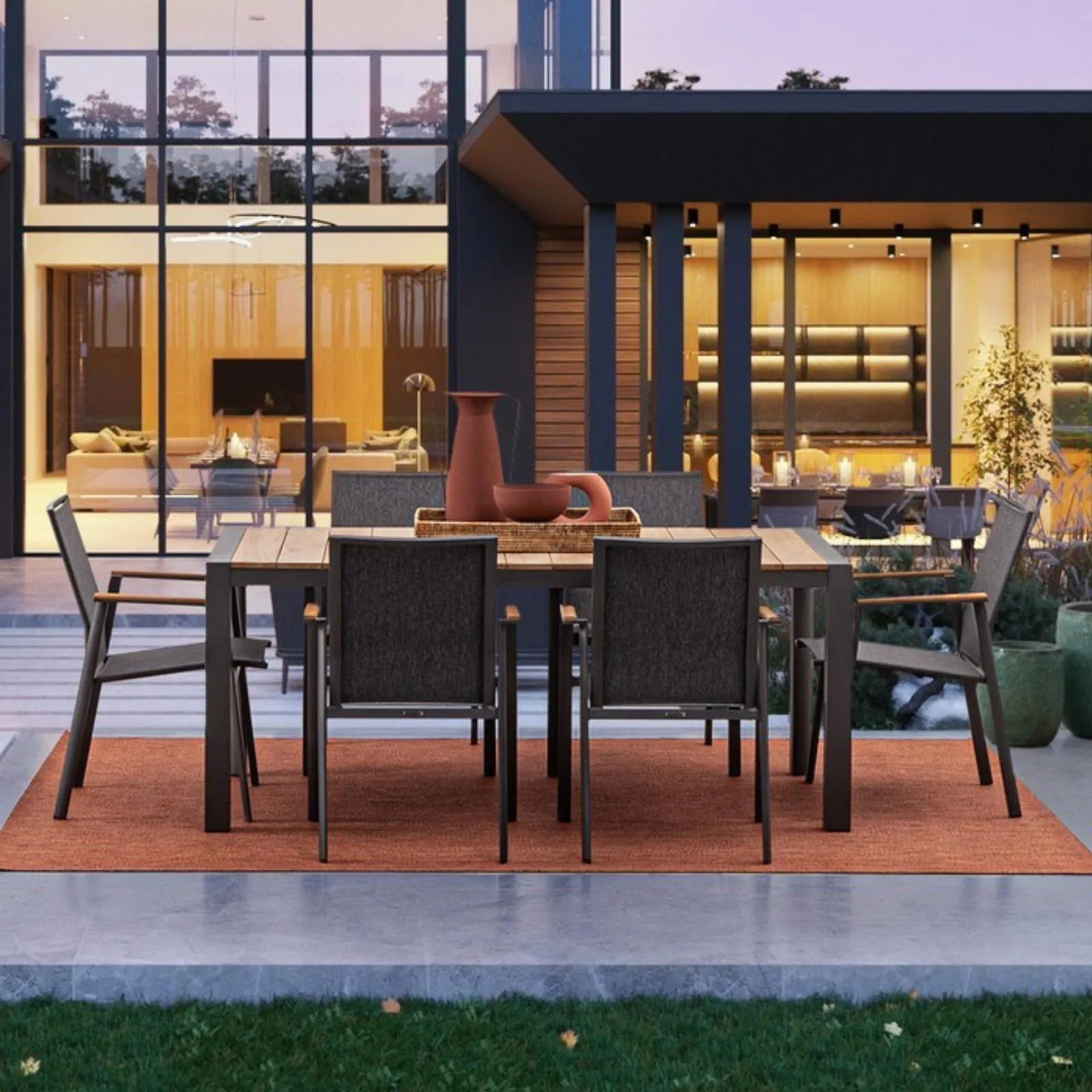 Zestaw Carmine stół 180x90 i 6 krzeseł antracytowy