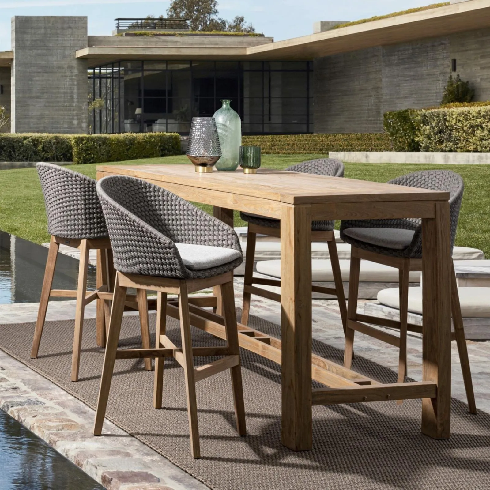 Zestaw stół barowy Marino i 4 krzesła barowe Cochiano szare