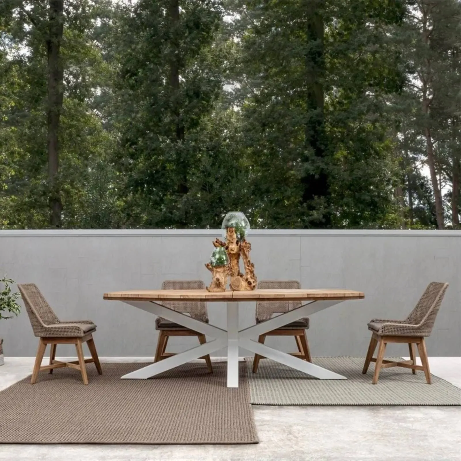 Zestaw stół Palmiano rozkładany biały i 10 krzeseł Hestonia szarobeżowe