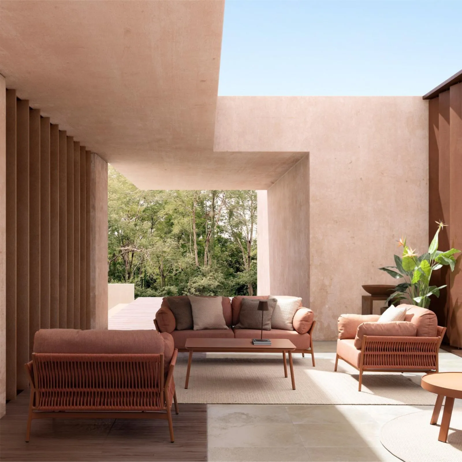 Zestaw Pavio sofa, dwa fotele, stolik kawowy Sora pomarańczowy