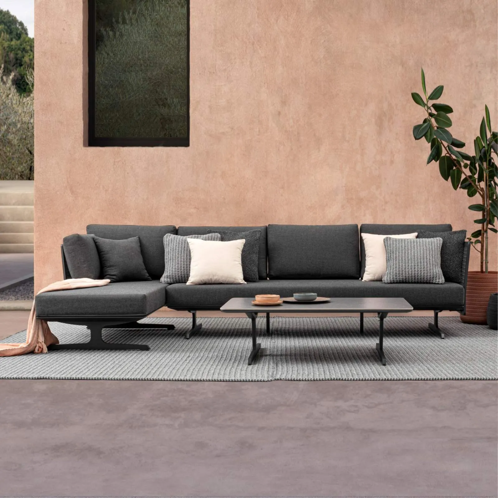 Zestaw Alera narożnik ze stolikiem antracytowy