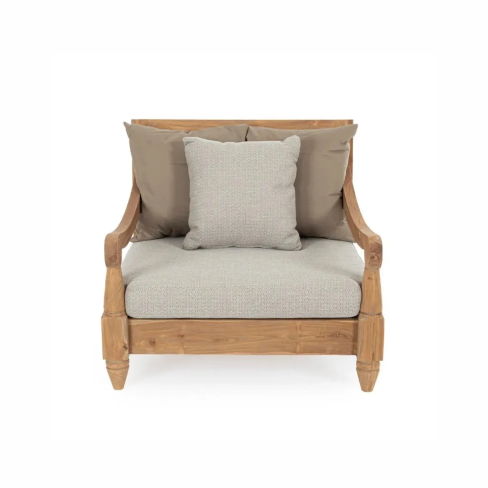 Fotel Bolzano Breeze 90x90 natural drewno teakowe tkanina olefinowa