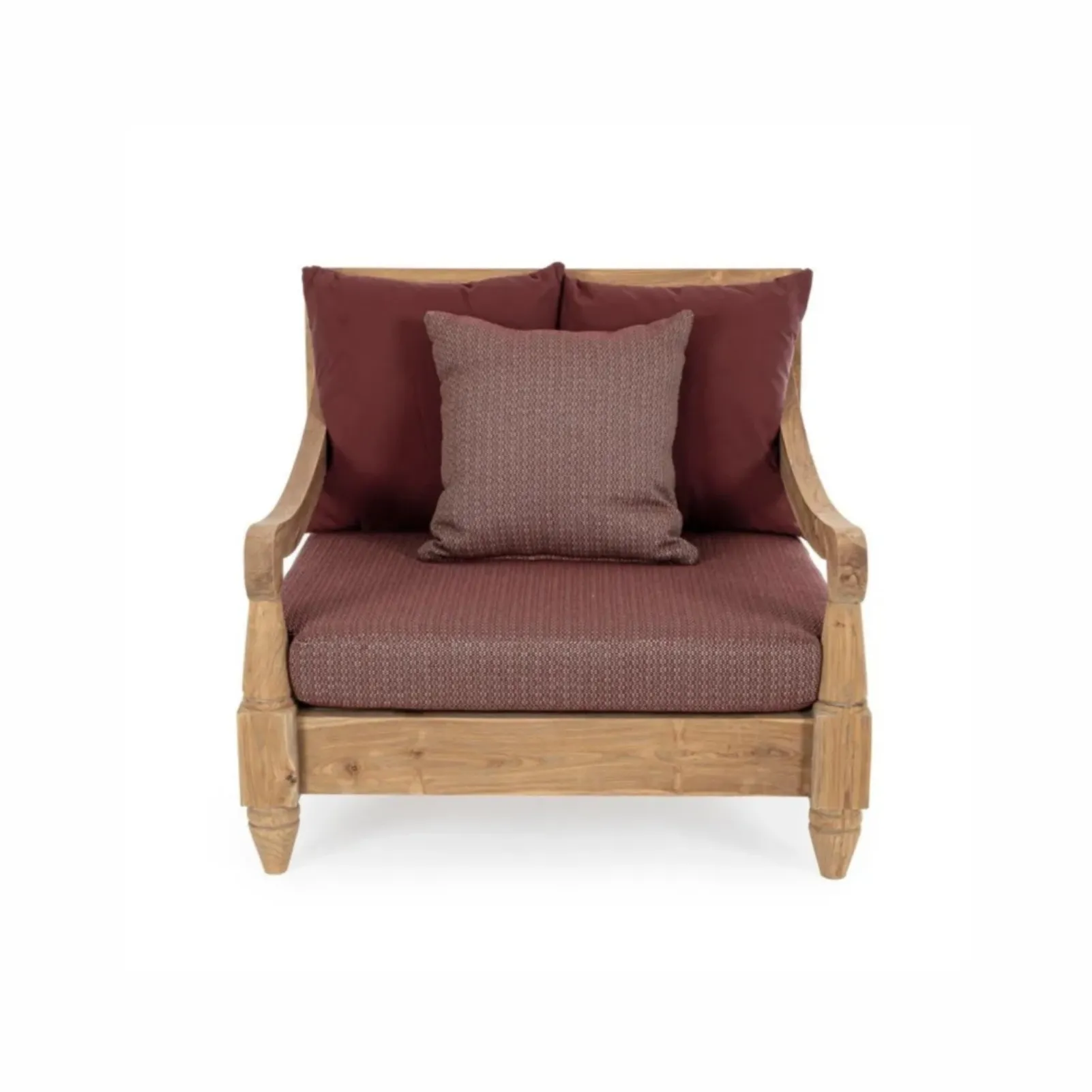 Fotel Bolzano Breeze 90x90 bordowy drewno teakowe tkanina olefinowa