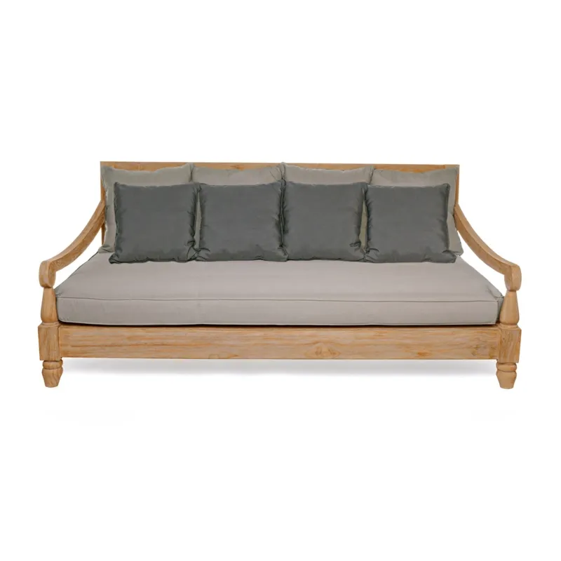 Leżanka Bolzano Breeze 190x112 szary-beż drewno teakowe tkanina olefinowa