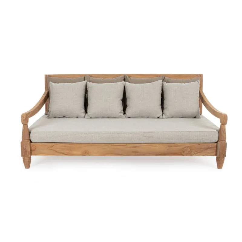 Leżanka Bolzano Breeze 190x112 natural drewno teakowe tkanina olefinowa