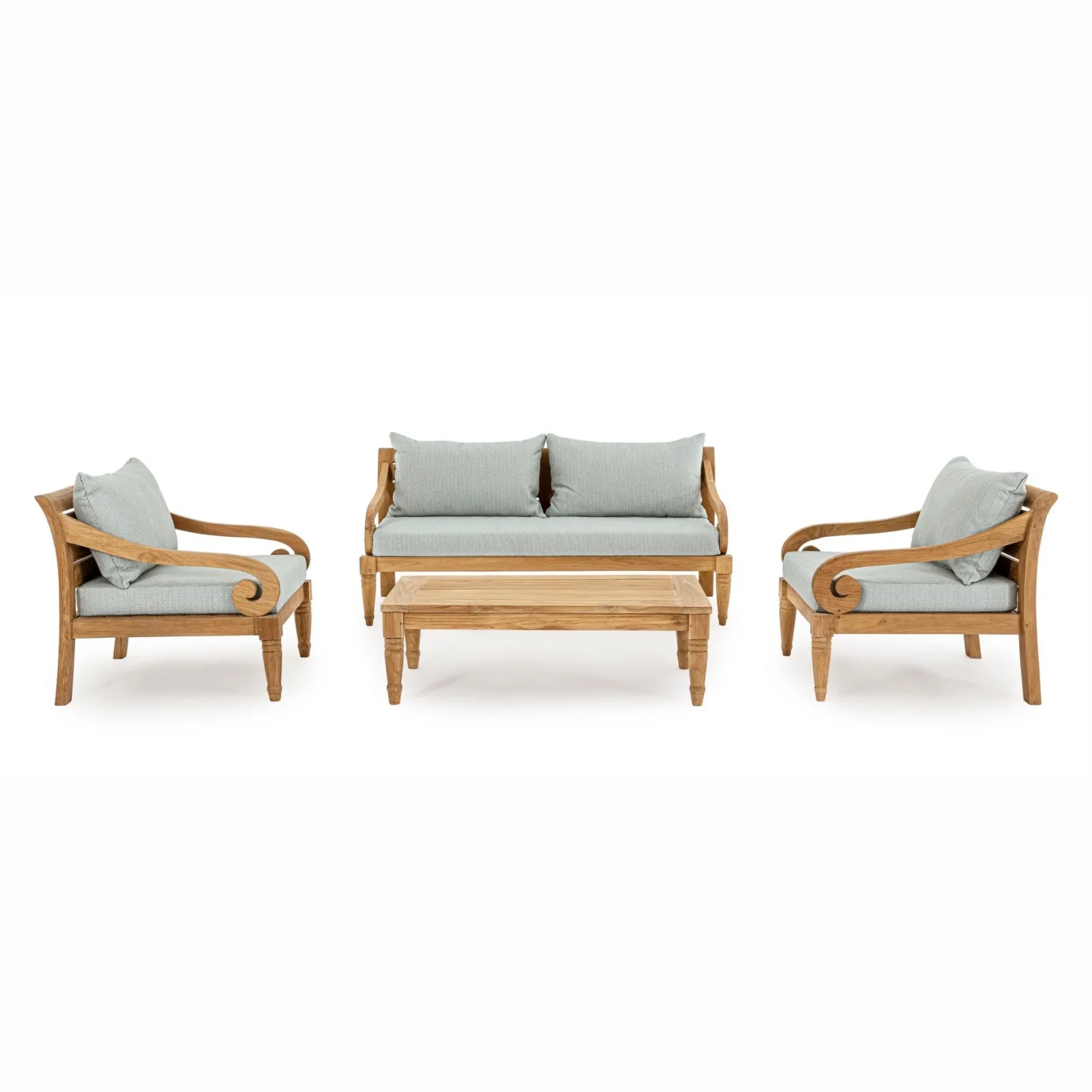 Zestaw ogrodowy Kavalan sofa, dwa fotele, stolik kawowy niebieski