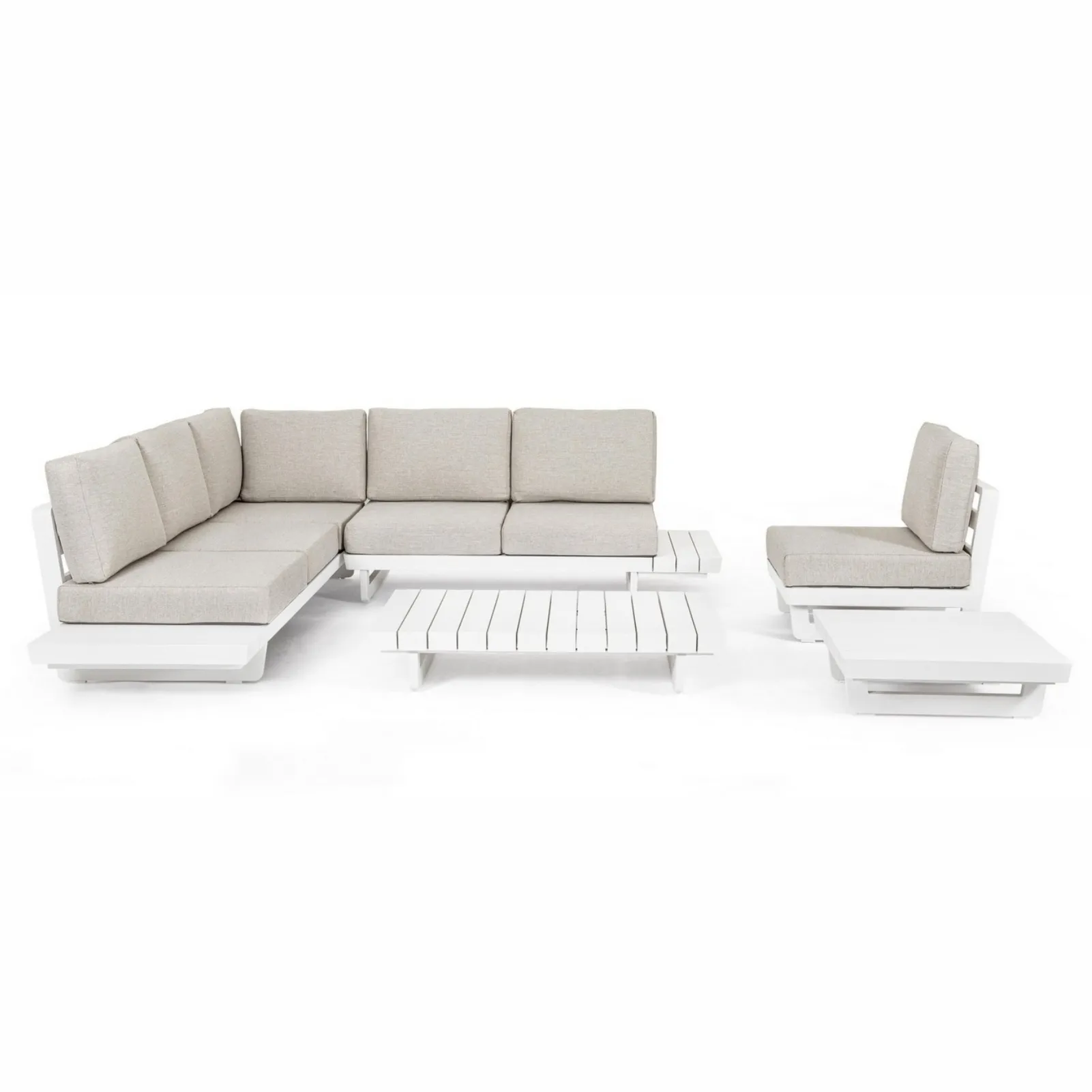 Zestaw Inverno narożnik, fotel, dwa stoliki biały