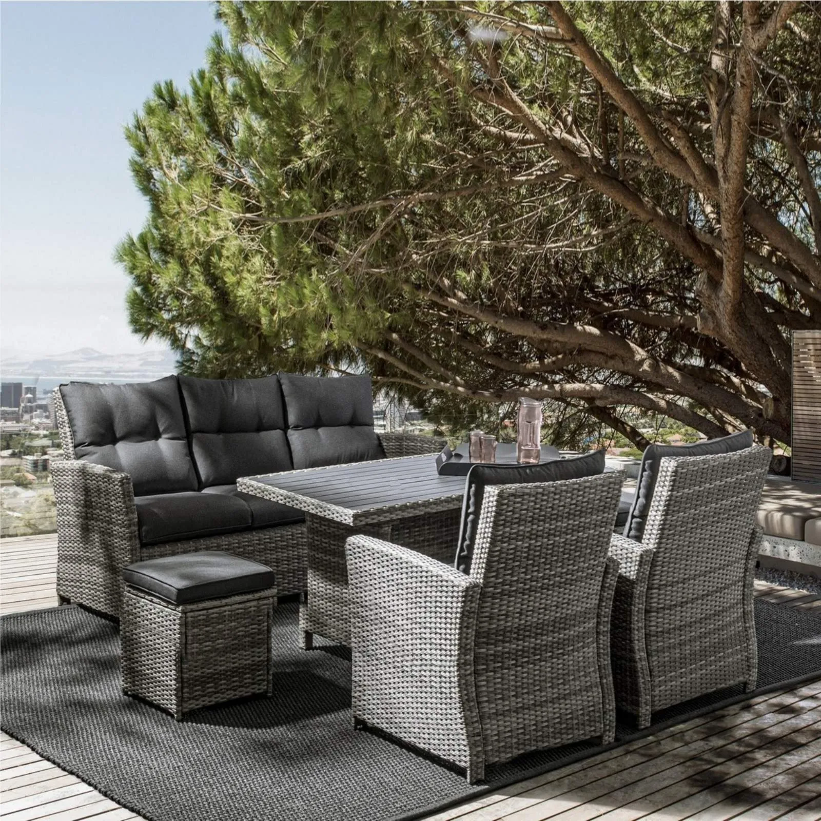 Zestaw mebli ogrodowych Arimo 6 el. szary