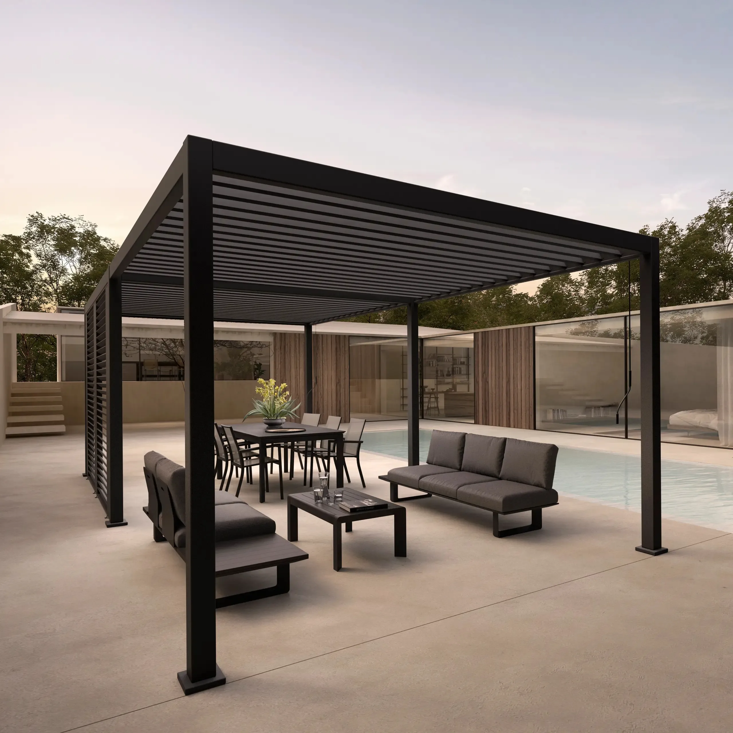 Bolzano Roma Zadaszenie tarasu - pergola 720x360 antracytowe aluminium