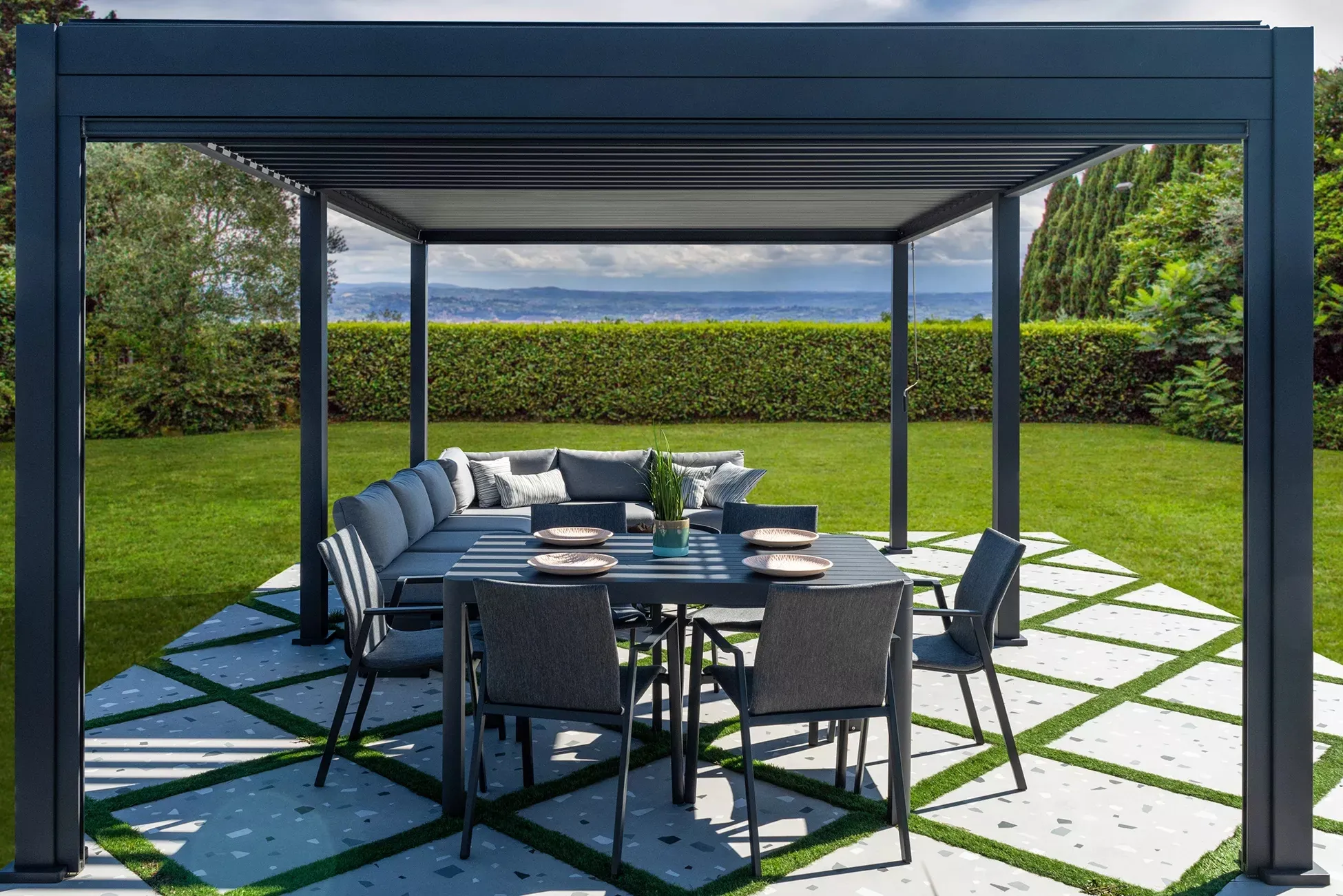 Bolzano Roma Zadaszenie tarasu - pergola 600x360 antracytowe aluminium