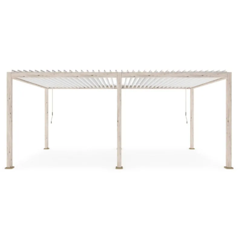 Pergola Roma 3,6x6 efekt drewna z białą żaluzją