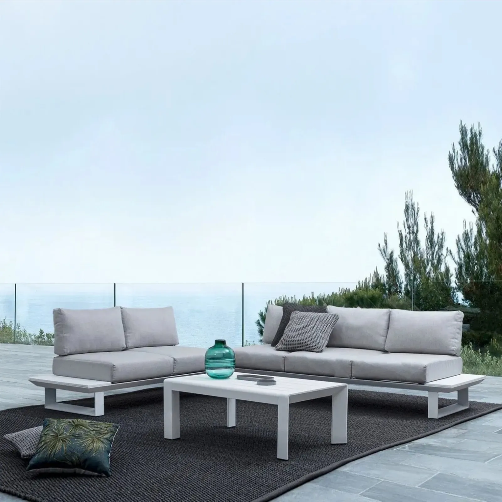 Bolzano Kolli Narożnik ogrodowy  biały aluminium