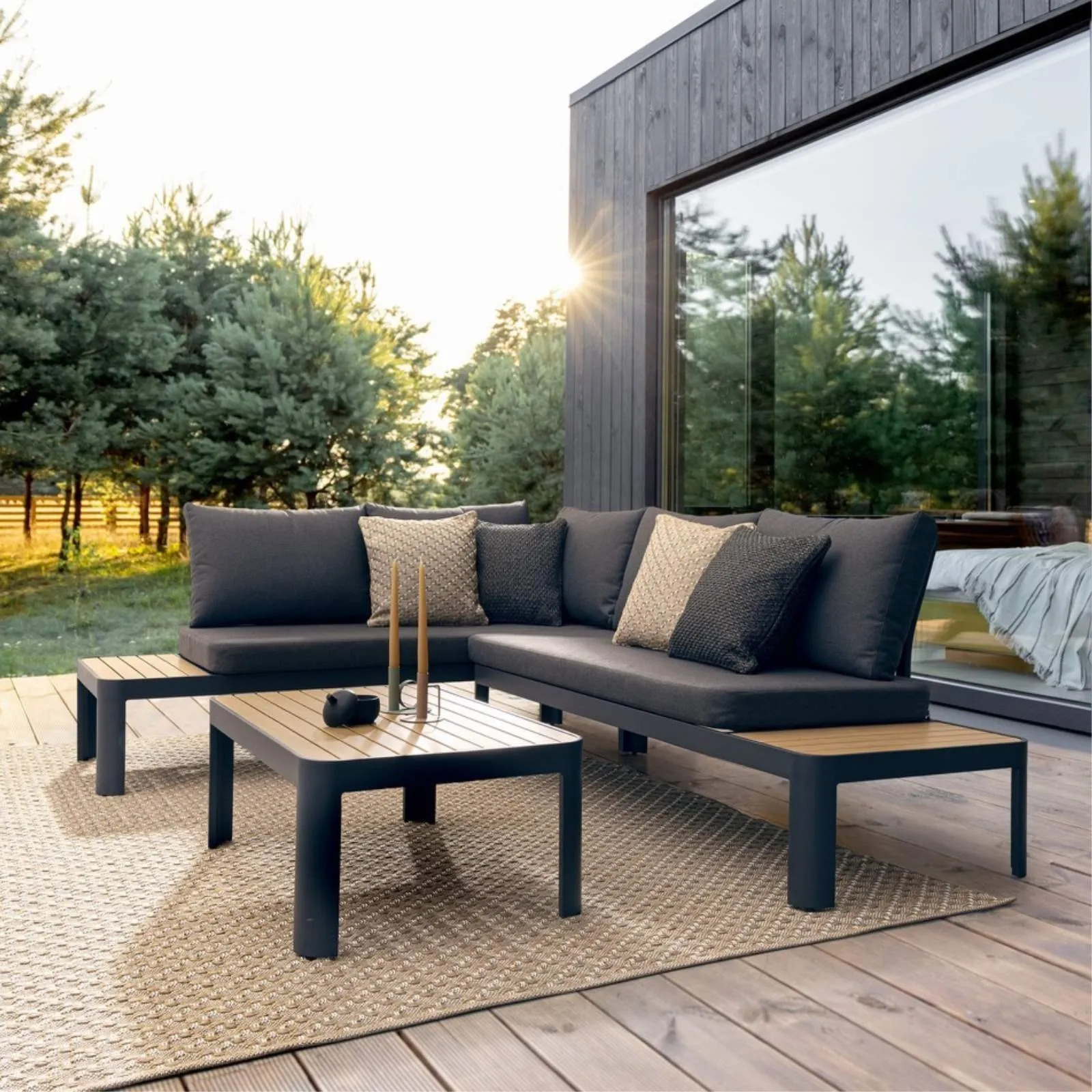 Bolzano Night Narożnik na taras  antracytowy aluminium