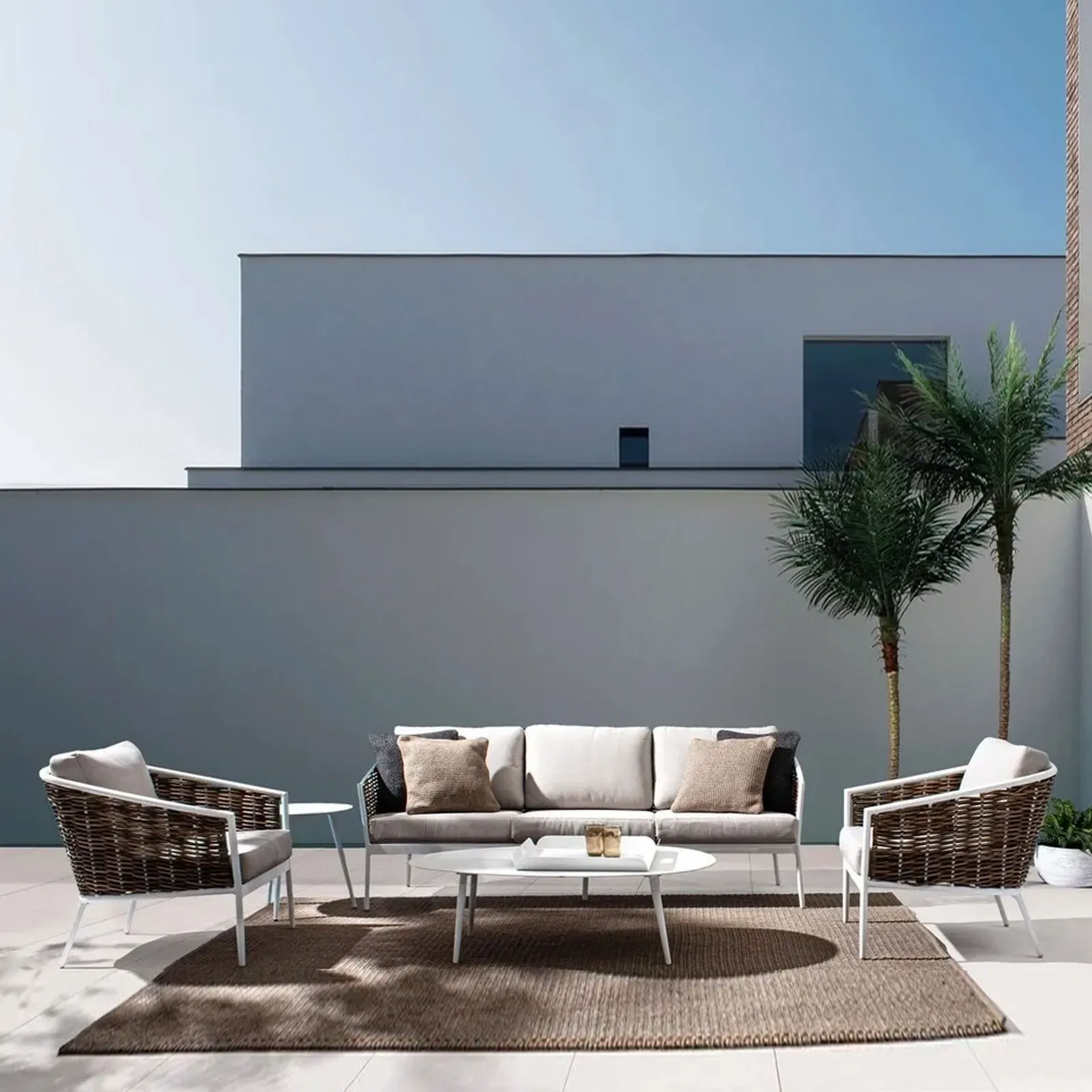 Bolzano Malpensa Zestaw mebli ogrodowych  biały aluminium