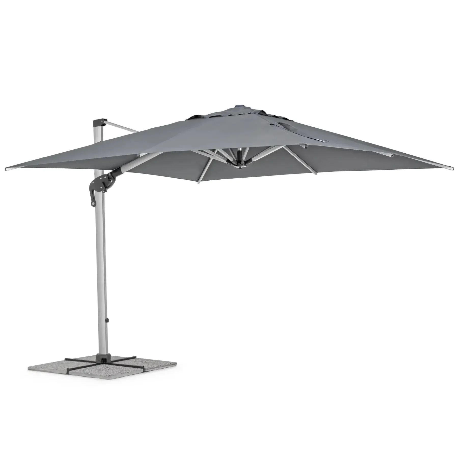 Bolzano Ibis Solidny parasol kwadratowy 300x300 szary aluminium