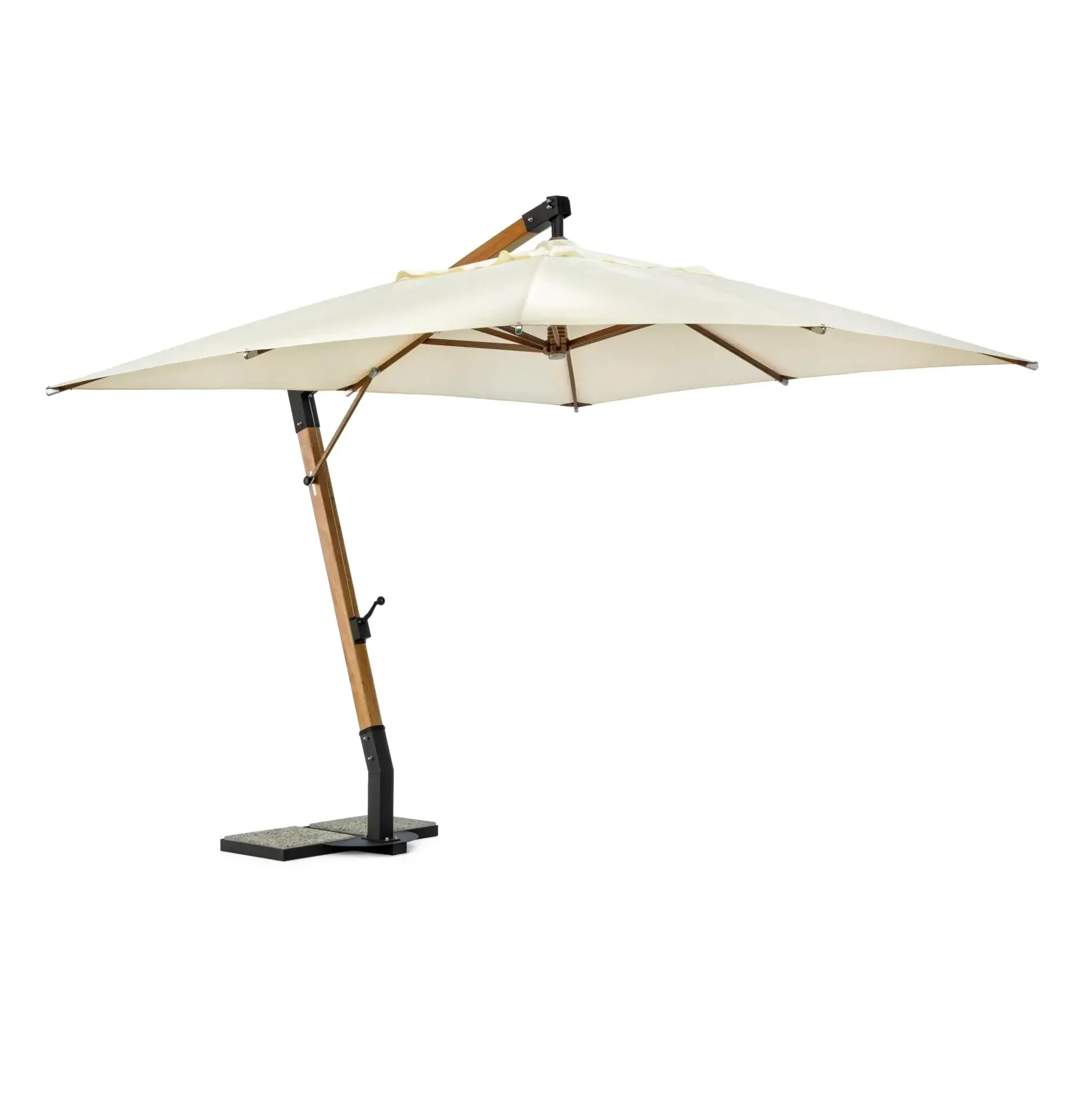 Bolzano Carelia Duży prostokątny drewniany parasol ogrodowy 400x300 kremowy aluminium