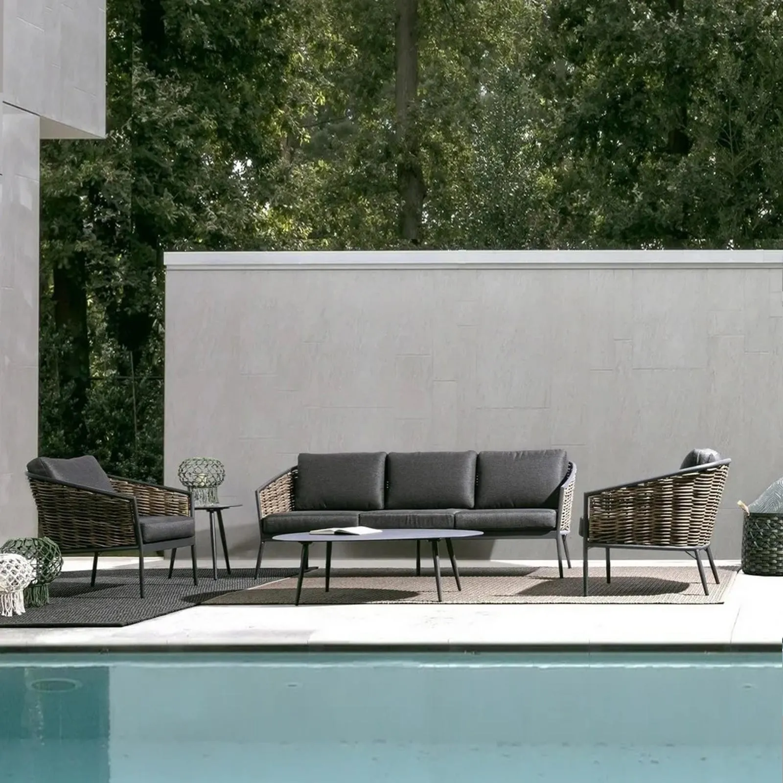 Bolzano Malpensa Zestaw mebli ogrodowych  antracytowy aluminium