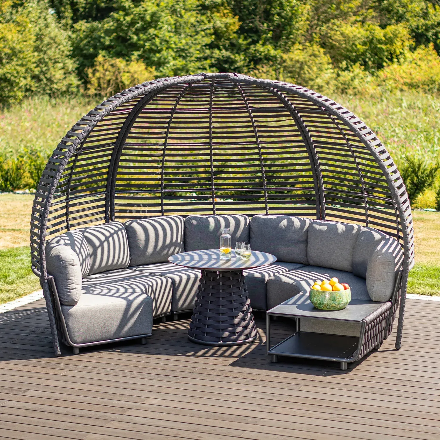 Nowoczesny zestaw mebli ogrodowych HUG II Couture Jardin antracytowy aluminium