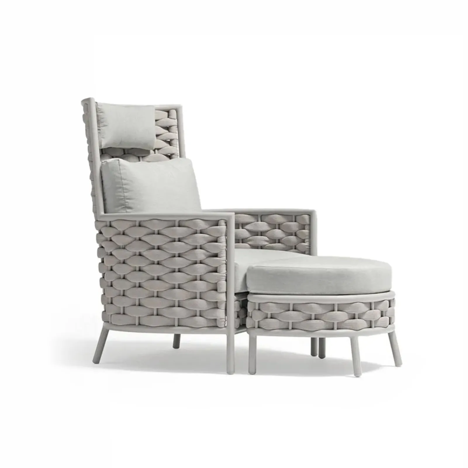 Fotel ogrodowy z wysokim oparciem i podnóżkiem LOOP 83x86x109 Couture Jardin beżowy aluminium