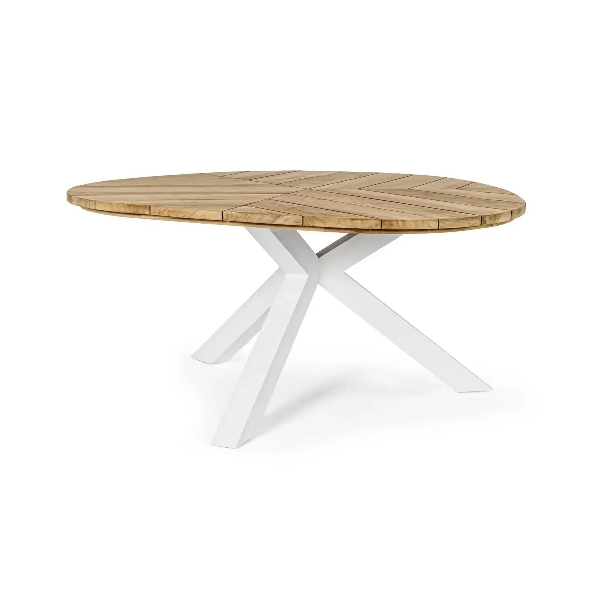 Stół PALMDALE Ø160 Bizzotto biały aluminium - teak