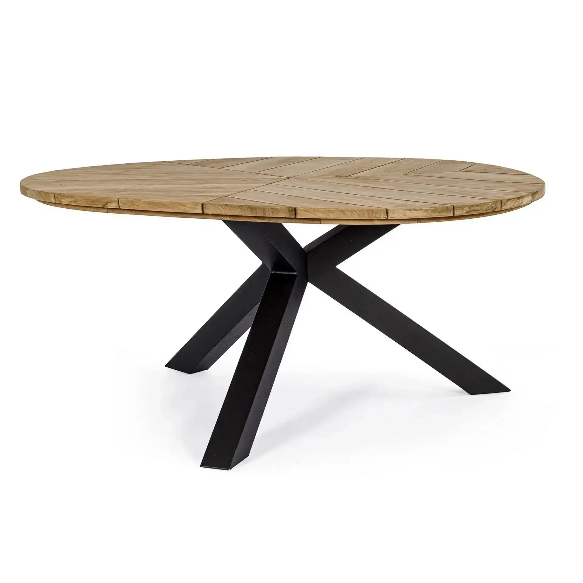 Stół PALMDALE Ø160 Bizzotto czarny aluminium - teak