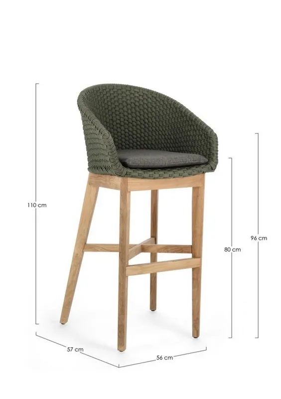Zestaw stół barowy Maricruz krzesła  barowe Coachella zielone  drewno