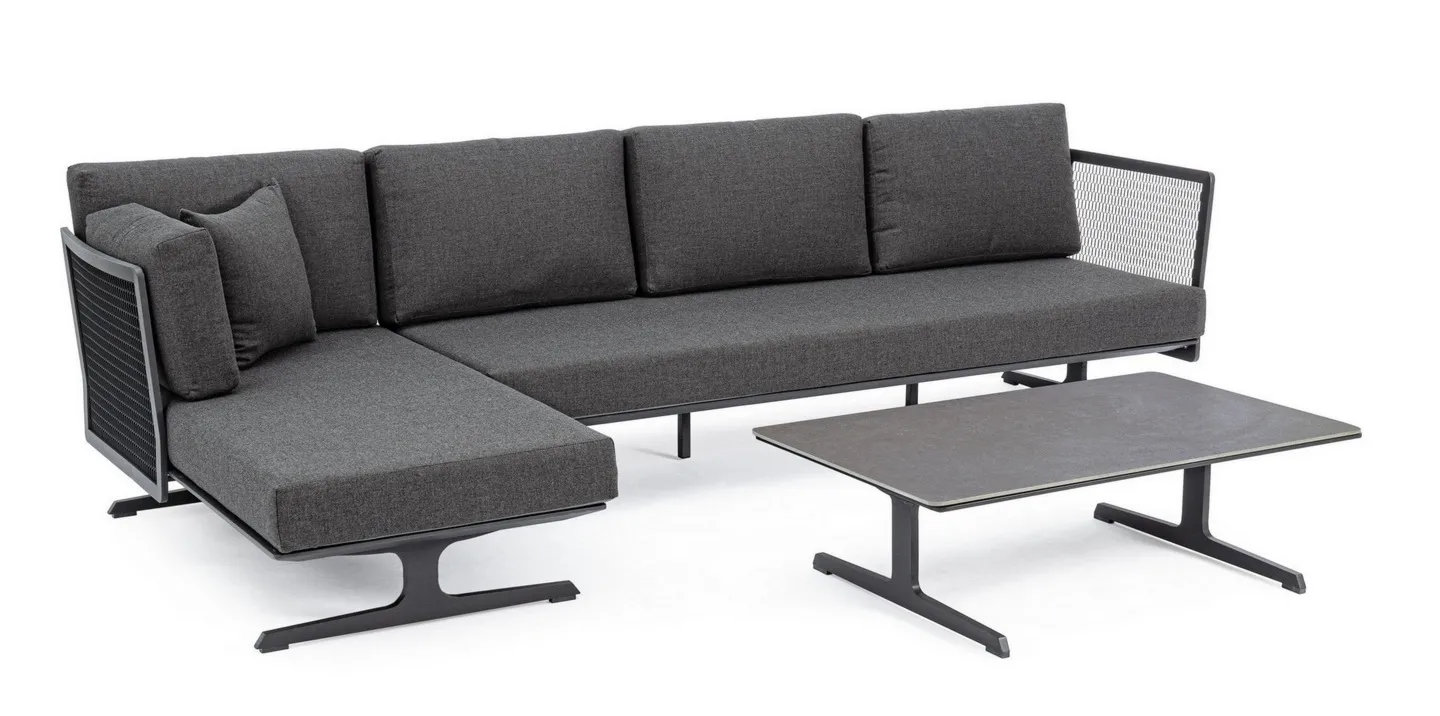 Narożnik Althea WG21 antracytowy ze stolikiem  aluminium