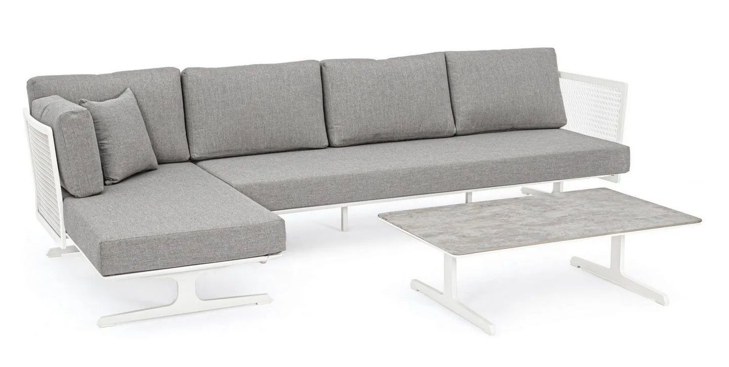 Narożnik Althea WG21 szary ze stolikiem  aluminium