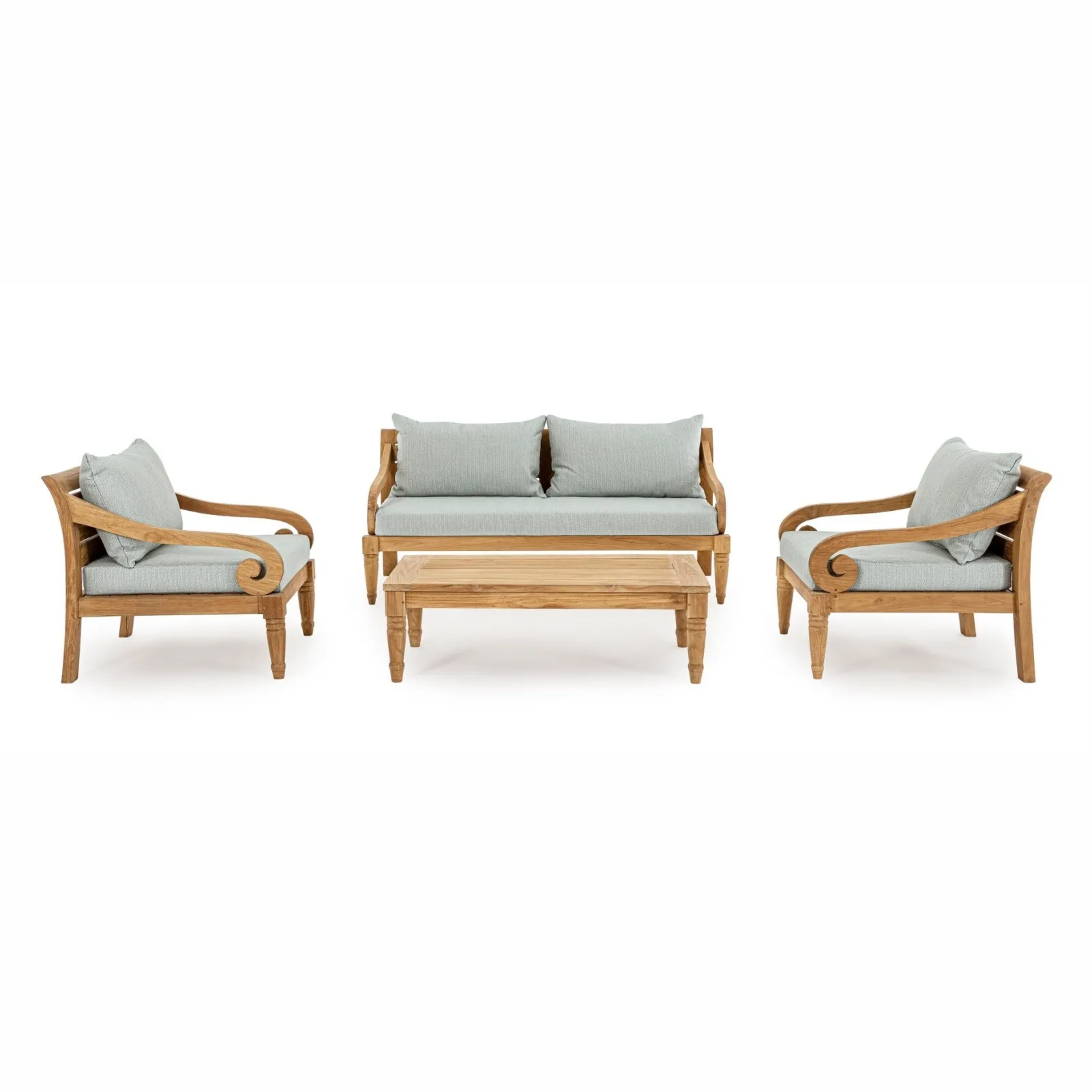 Zestaw ogrodowy Karuba sofa, dwa fotele, stolik kawowy niebieski