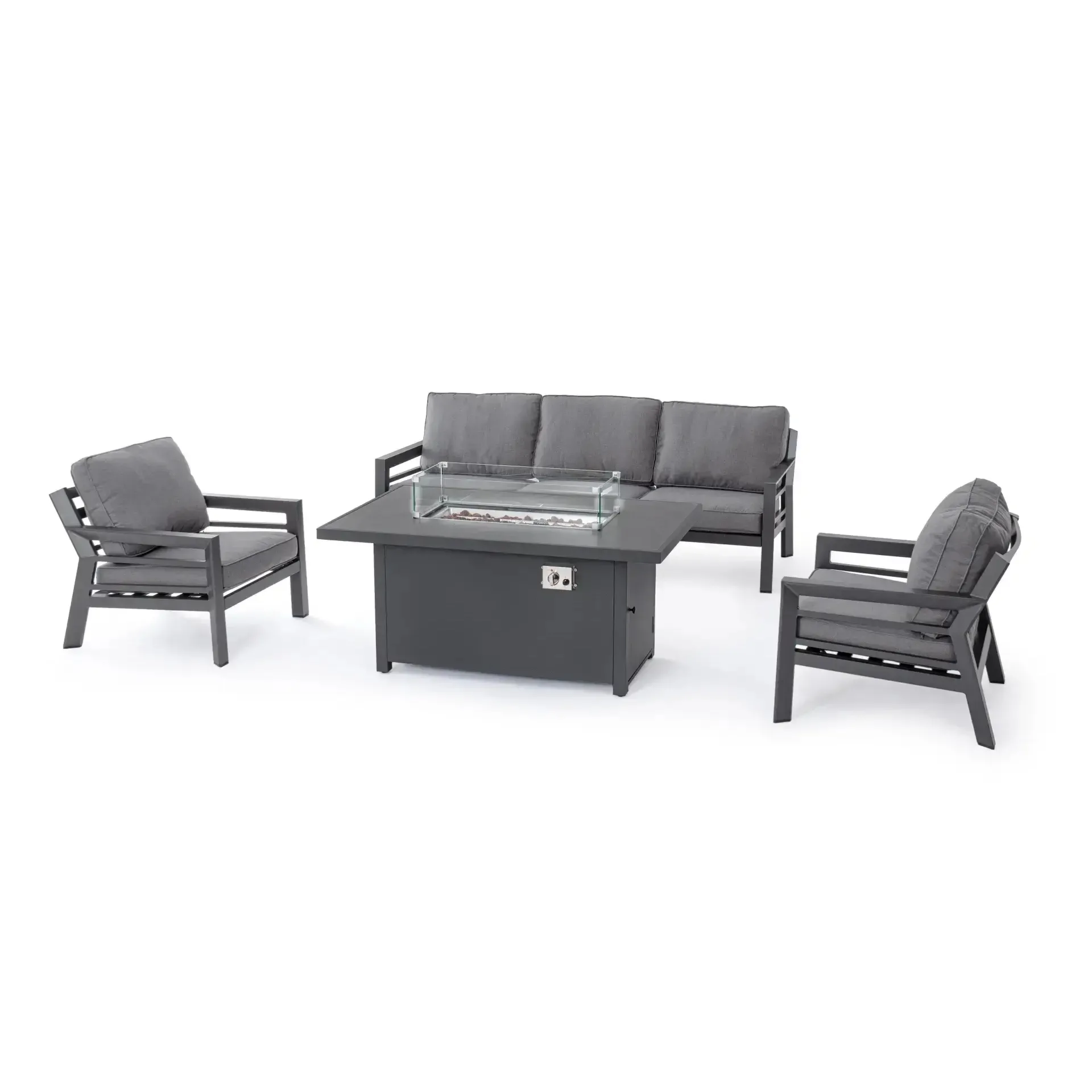 Meble ogrodowe z paleniskiem gazowym HENDRIX  Bizzotto antracytowe aluminium