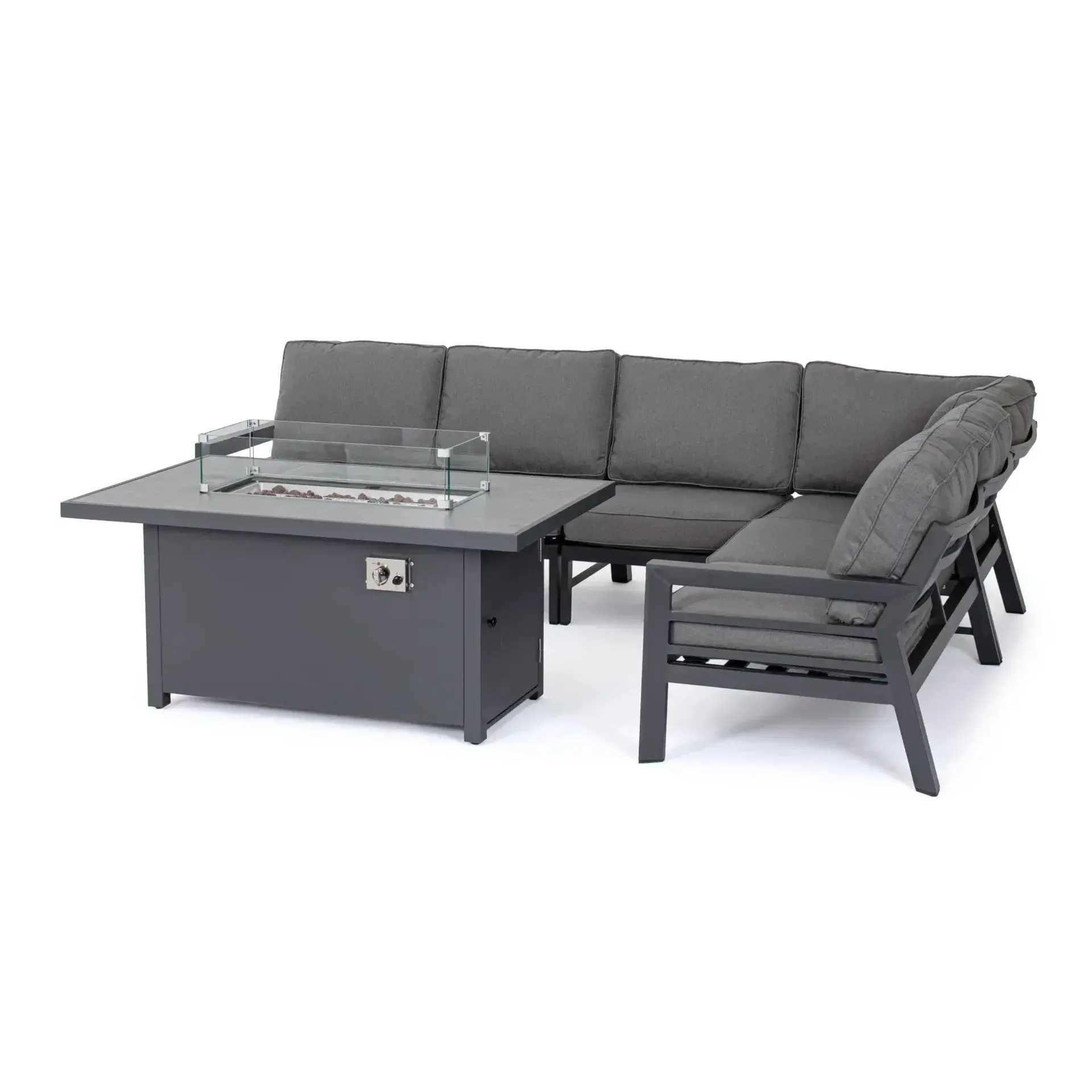 Narożnik ogrodowy z paleniskiem gazowym HENDRIX  Bizzotto antracytowy aluminium