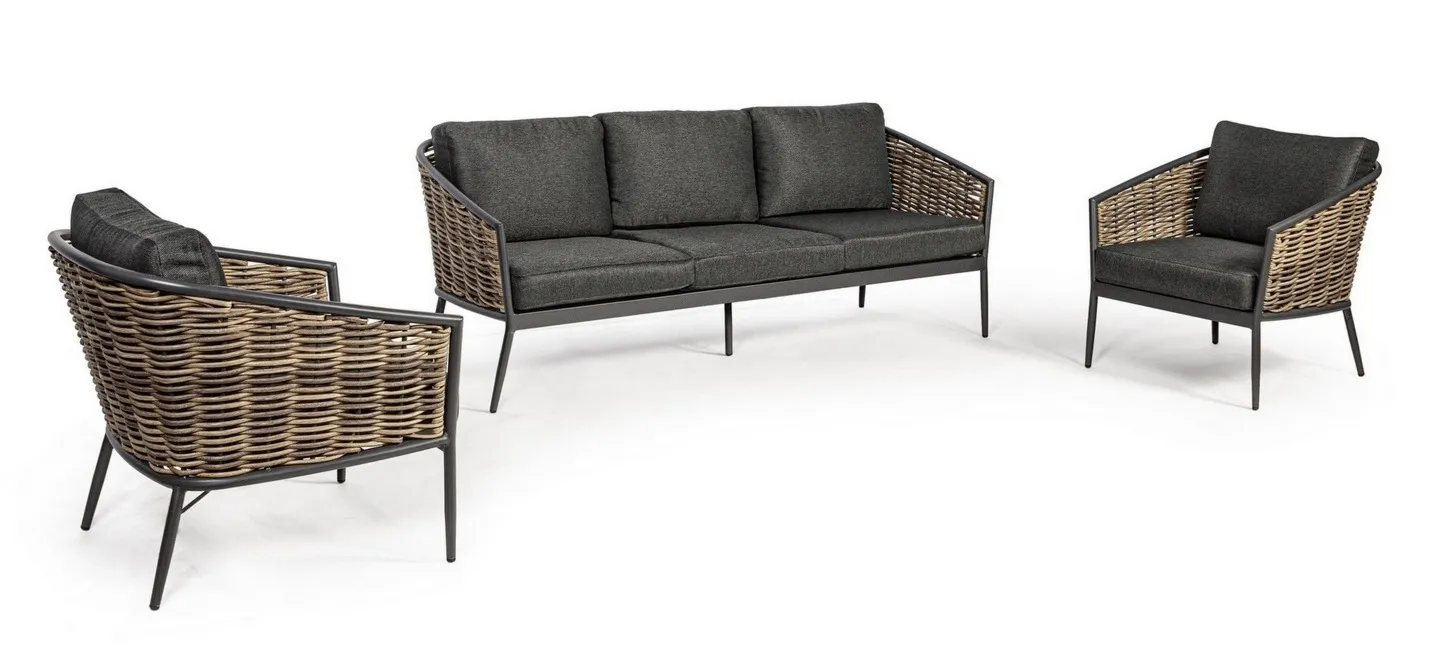 Zestaw wypoczynkowy Maribela YK13 - czarny  tkanina olefinowa